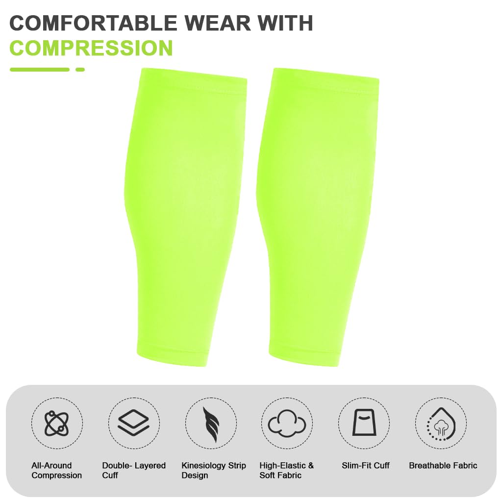 Proberos Calf Compression Sleeves for Running & Cycling with Anti Slip Silicone | Ice Silk Breathable Support for Men and Women