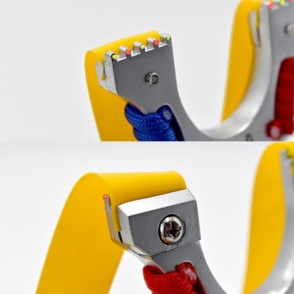 Optifit® Aluminum Alloy Slingshot with Embossed Pattern, Anti-Slip Rope-Wrapped Handle, Flat Rubber Band, for Outdoor Shooting and Aiming Training