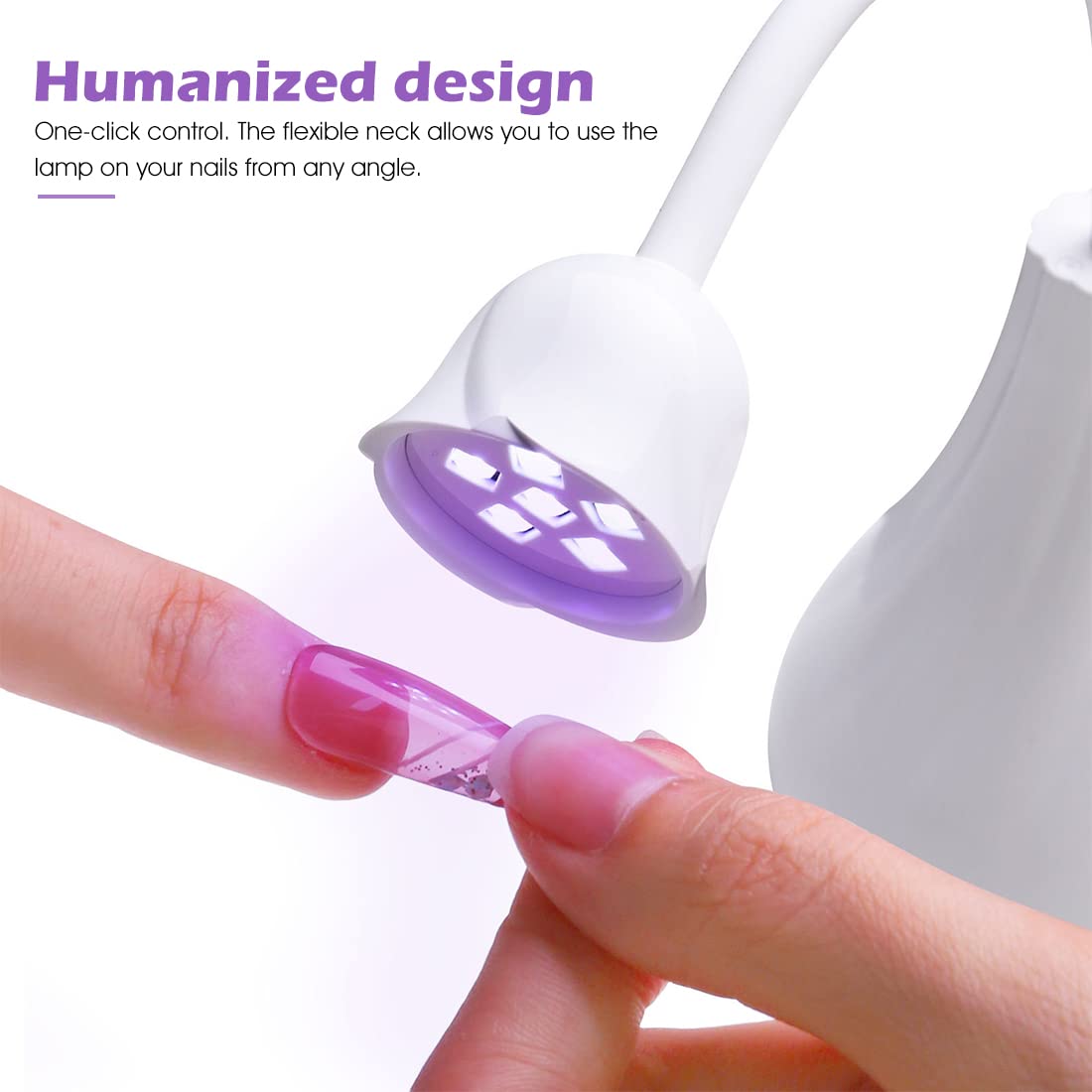 MAYCREATE Portable USB UV LED Nail Lamp with 6 LED Beads and Flexible Neck | 18W Quick Gel Polish Dryer for Women