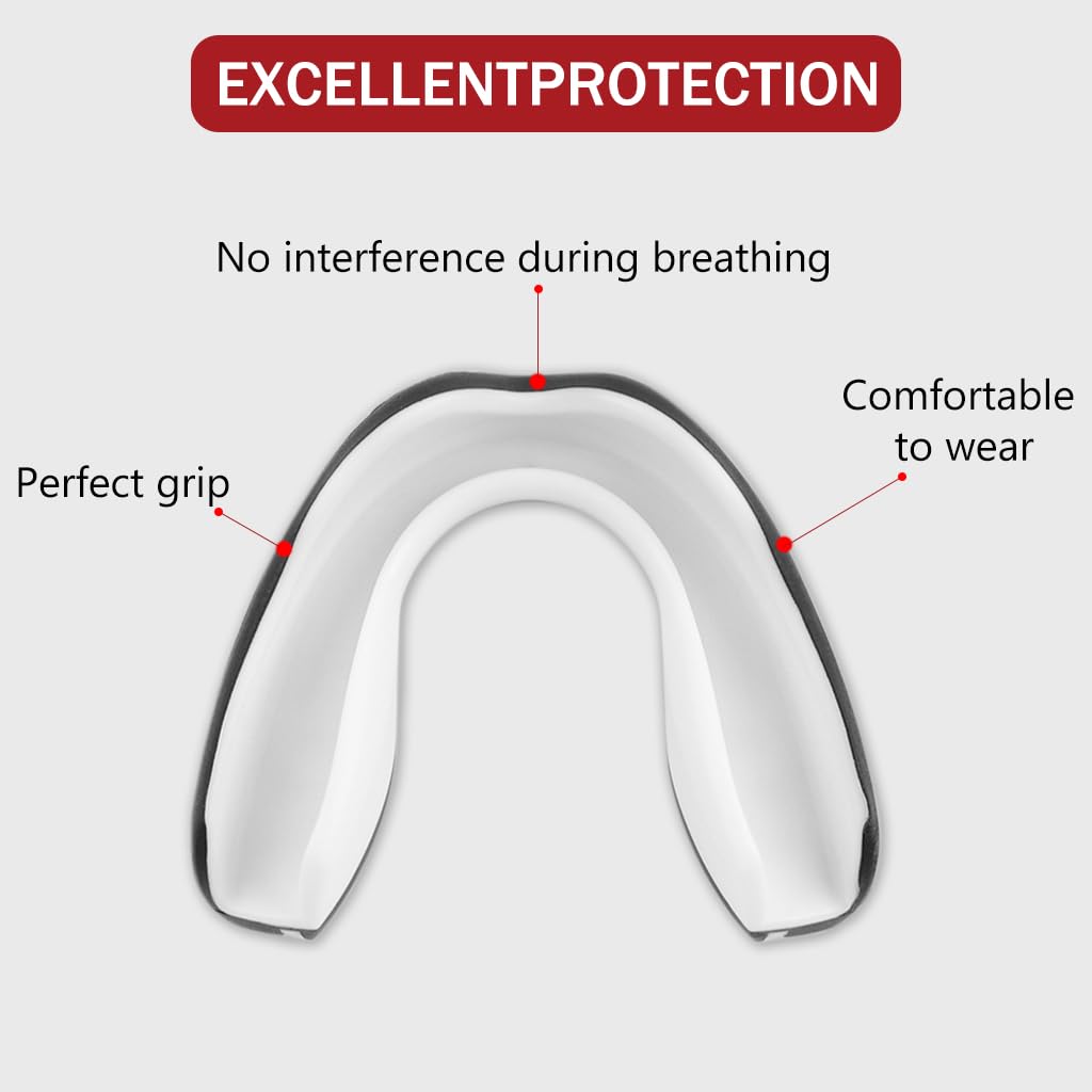 Proberos Mouthguard for Boxing and MMA featuring Shock Absorbing EVA Design 2PC Black Fangz