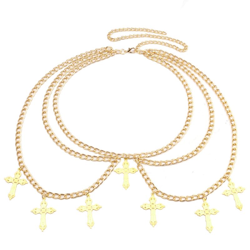 SANNIDHI® Waist Chains for Women Dresses Cross Waist Chain Belt Punk Gothic Crossover Body Belly Chain Tassel for Women Girl