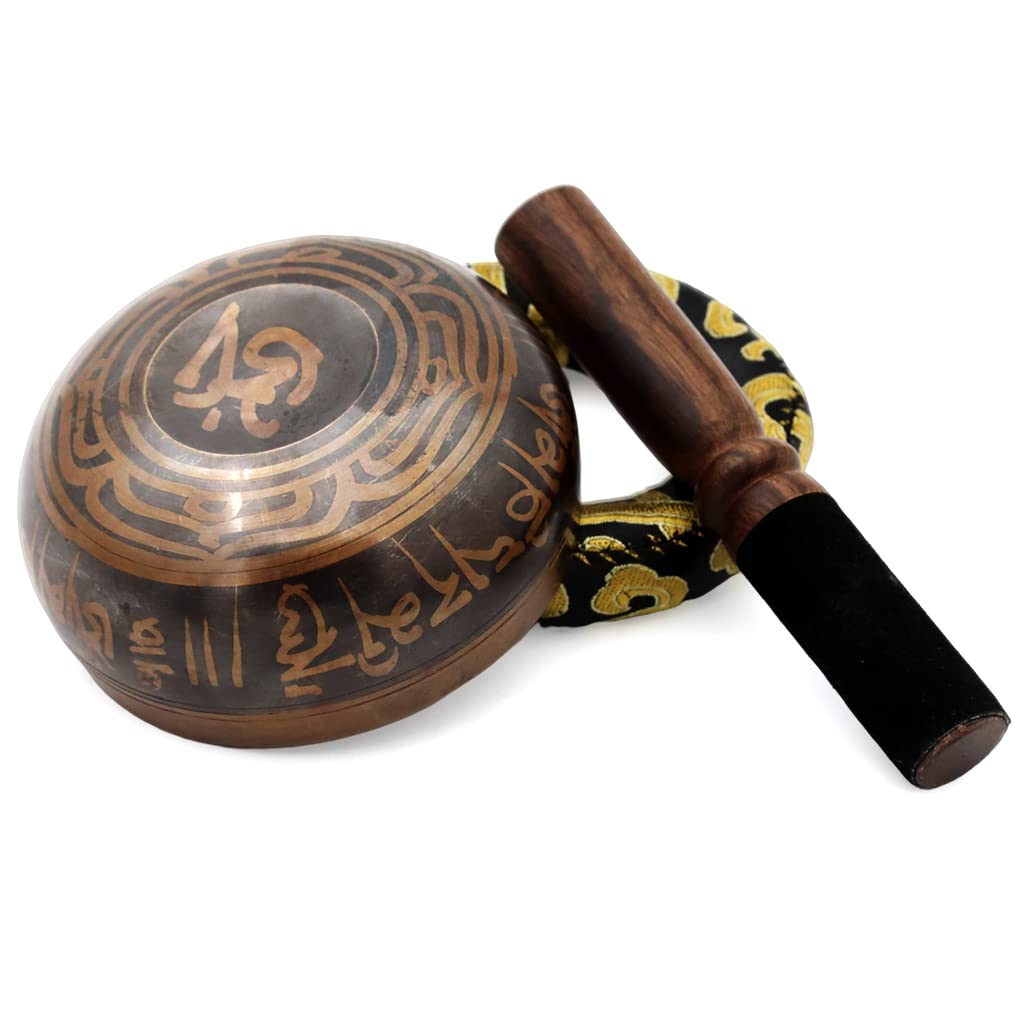 HASTHIP Tibetan Singing Bowl Set for Meditation and Yoga featuring 3.74 in Handmade Copper Bowl | Includes Silk Cushion and Leather Mallet