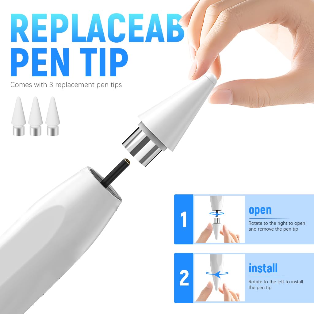 ZORBES Stylus Pen for Android and iOS Tablets with Bluetooth Palm Rejection | 8–10 hr Fast USB‑C Rechargeable Usage