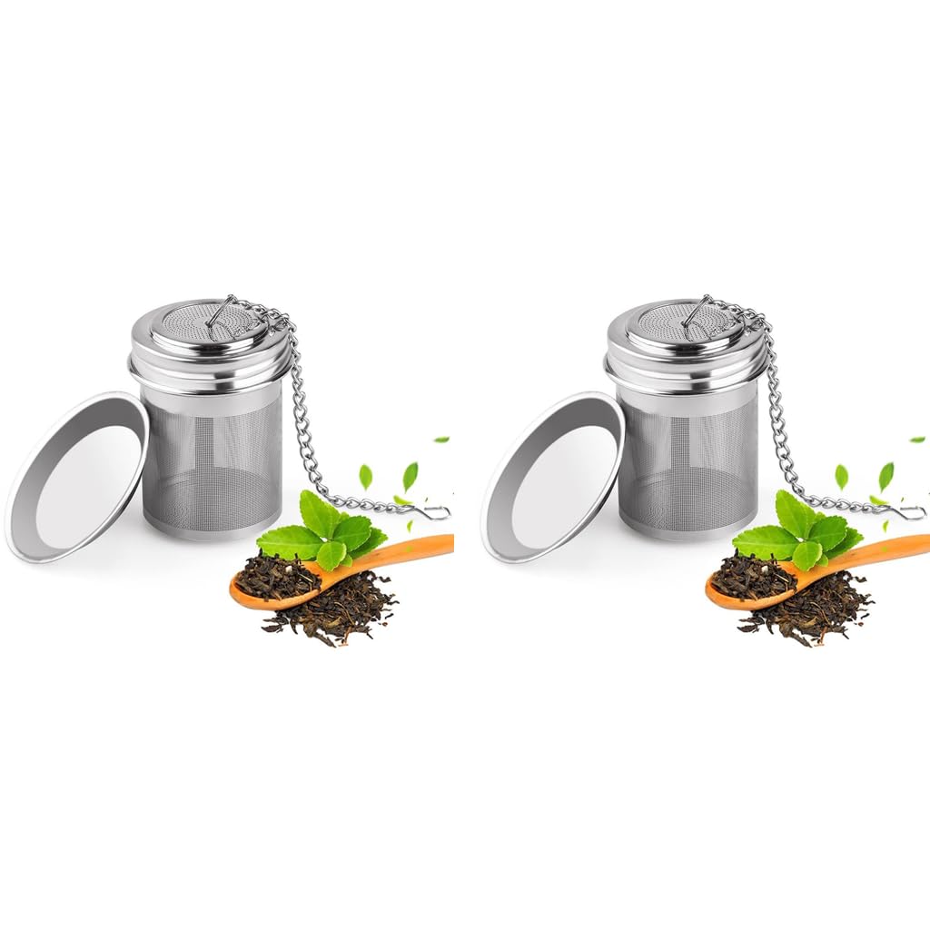 Supvox Tea Infuser for Loose Leaf and Herbal Teas with Fine Mesh Strainer and Tray 2PCS