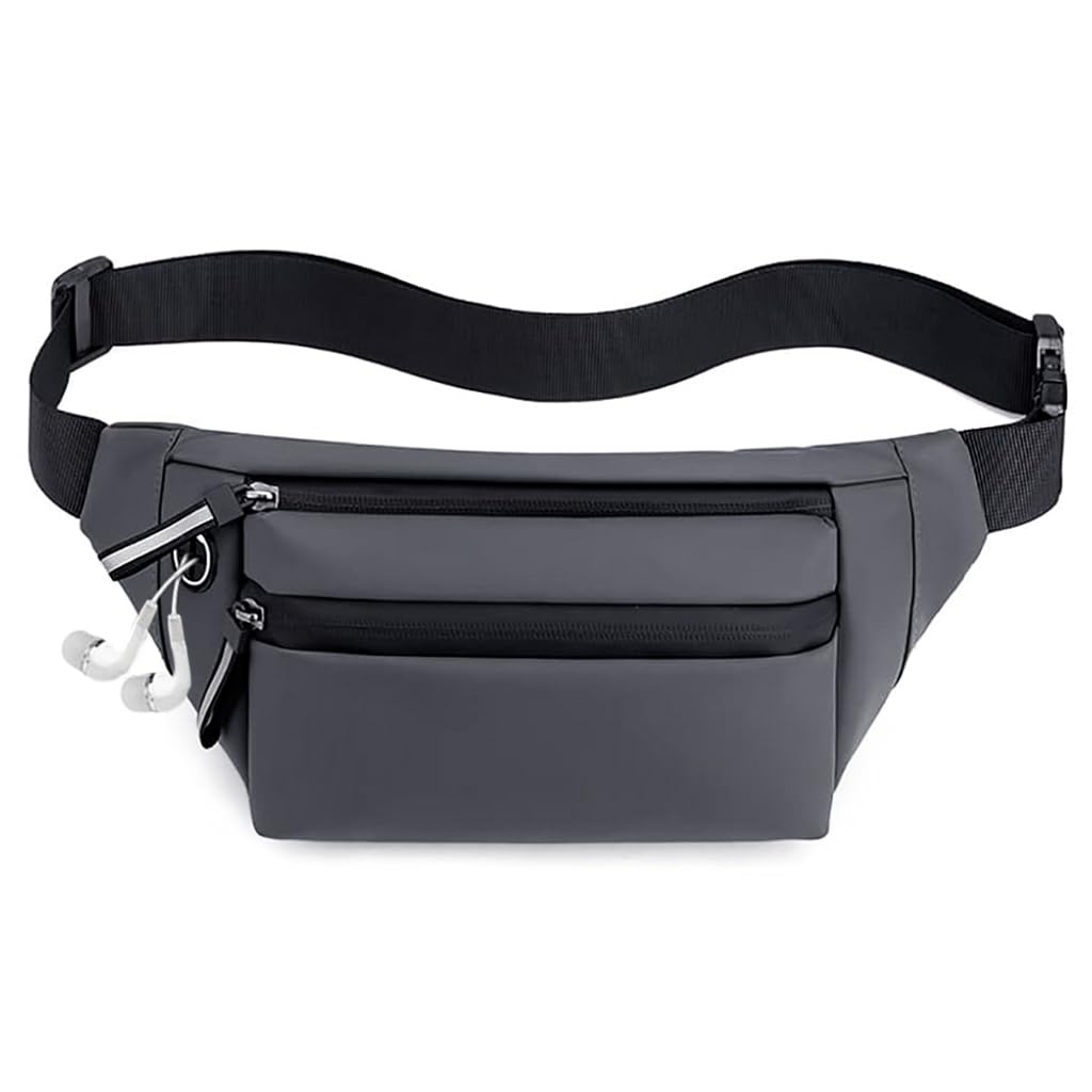 GUSTAVE® Waist Bag for Men Women, Stylish Side Bag for Men Fanny Pack for Men Waist Pouch for Men Chest Bag for Outdoors Workout Traveling Casual Running Hiking Cycling (Grey)