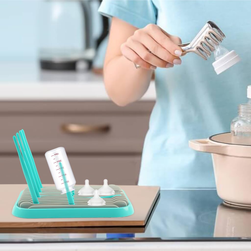 SNOWIE SOFT Baby Bottle Drying Rack for 10 Bottles with Adjustable Racks and PP Tray | 30.3×20.4×3.5 cm Space-Saving Design