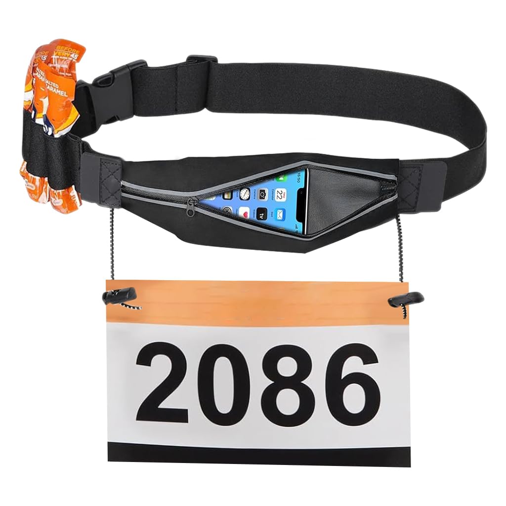 Proberos Running Belt for Marathon and Fitness with Reflective Strips and 9 in Zipper Pouch | Ultralight 70 g Sweatproof Waist Bag