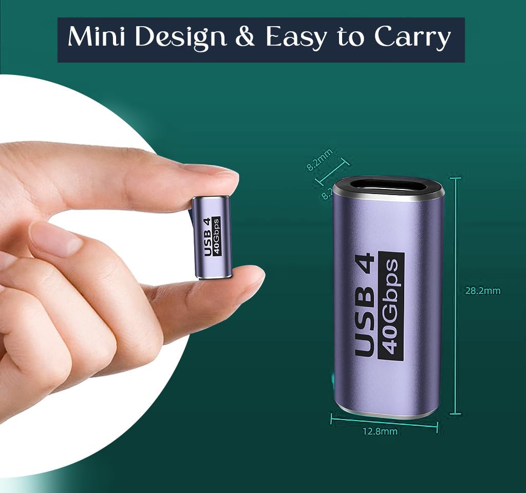 Zeitel USB C Coupler, Type C Female to Female Adapter Support 8K @60hz and 100W PD Fast Charging, Type C Data Transfer Adapter for Thunderbolt, MacBook Pro/Air, and More Type C Devices