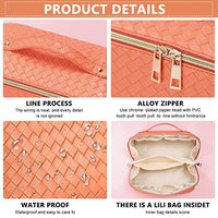 MAYCREATE® Large Capacity Cosmetic Travel Bag, Cosmetic Pouch PU Waterproof Design with Handle and Divider, Wide Opening Cosmetic/Makeup Organizer Bags for Women, Orange