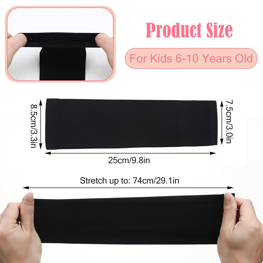 SNOWIE SOFT Kids UV Protection Arm Sleeves for Outdoor Sports with Anti Slip Ends | 3 Pairs 28.5 cm Stretch Fabric in Black White Pink