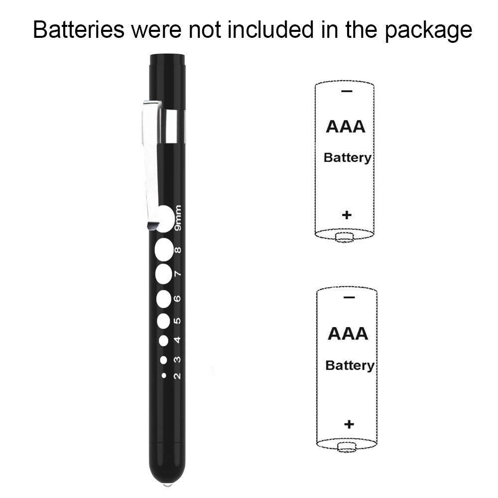 Optifit Pen Torch for Doctors with Push Button Switch and 5cm Ruler | 2Pcs Aluminum Alloy Clip-On LED Light