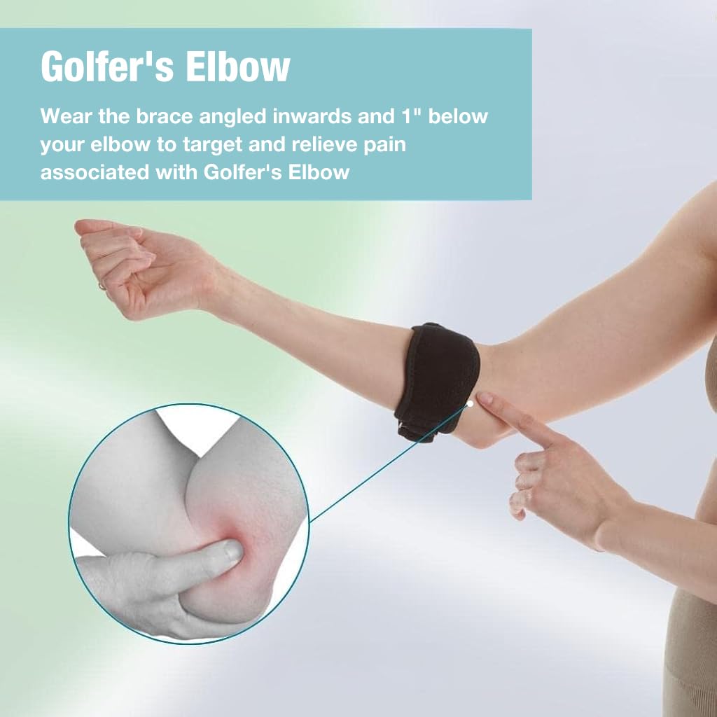 PROBEROS Tennis Elbow Support for Pain Relief with Adjustable Compression Pad | Breathable Non Slip Strap