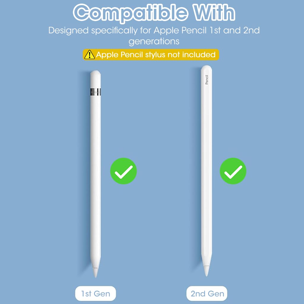 Zeitel Replacement Tips for Apple Pencil 1st and 2nd Gen 8pcs with Plastic and Metal Nibs