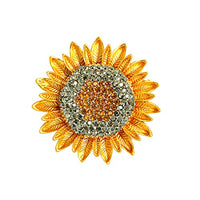 SANNIDHI® Sunflower Brooch for Women Gold Alloy Rhinestones Brooch Pin Retro Crystal Flower Saree Brooches Pins for Coat, Robe, Shawl Gift