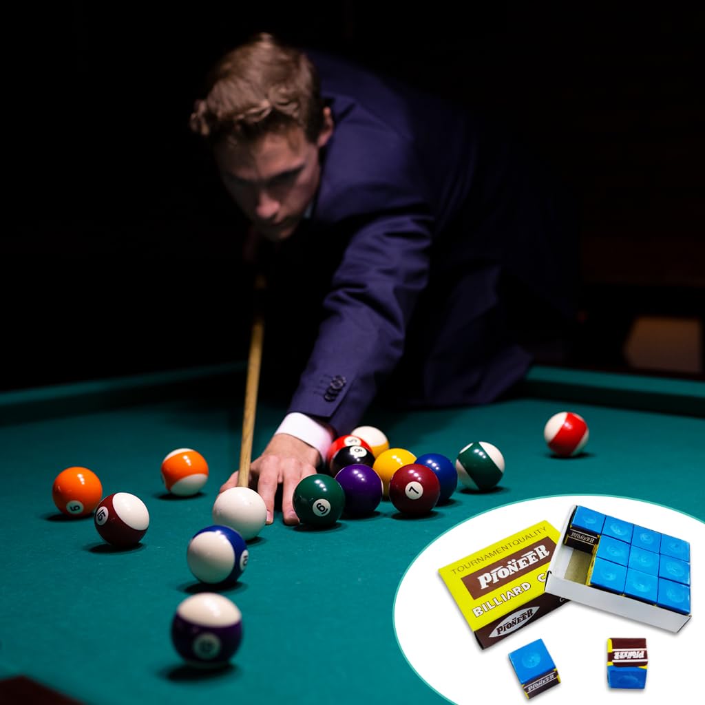 Proberos Cue Chalk for Pool Billiards and Snooker featuring 12pcs Small Square Blocks | Improve Spin and Shot Control