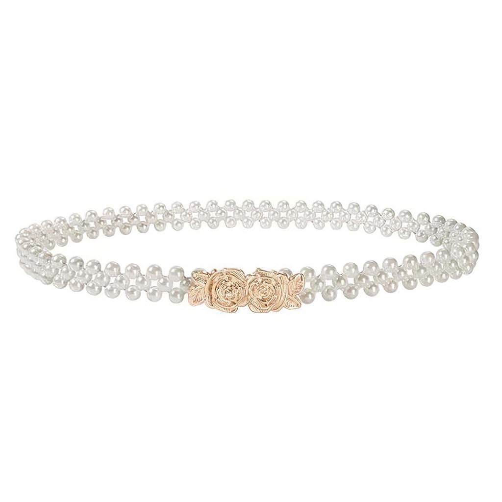 Zibuyu Pearl Beaded Elastic Waist Belt for Dresses featuring Stretchy Band | Elegant Accessory for Women