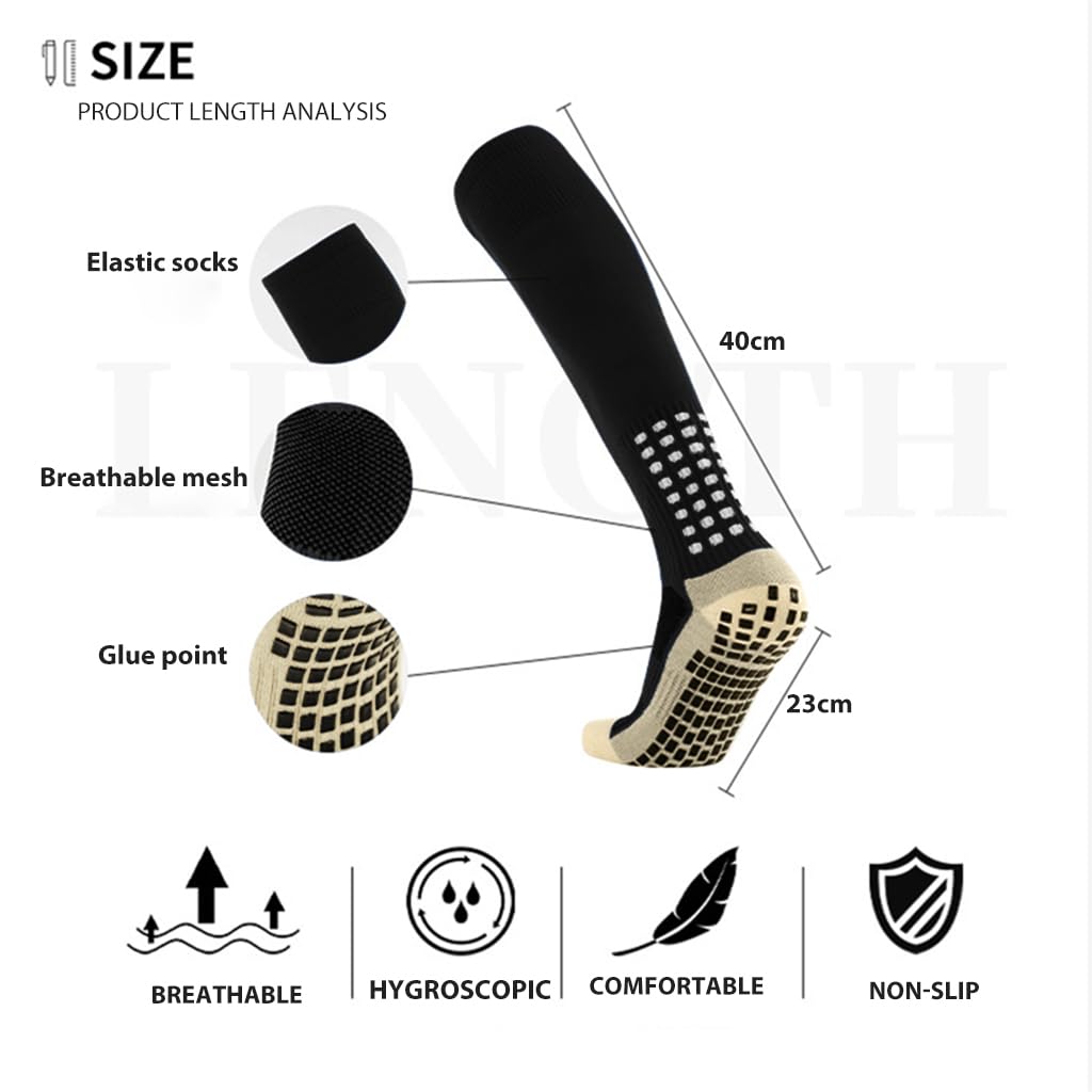 PROBEROS Sport Socks for Soccer and Training featuring Anti Slip Design & Breathable Cotton