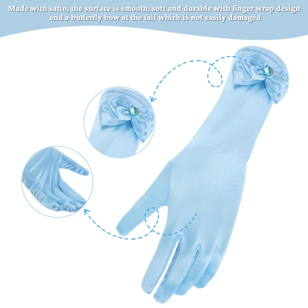 Zibuyu Girls Gloves for Dress Up and Parties featuring Satin Long Design and Butterfly Accent