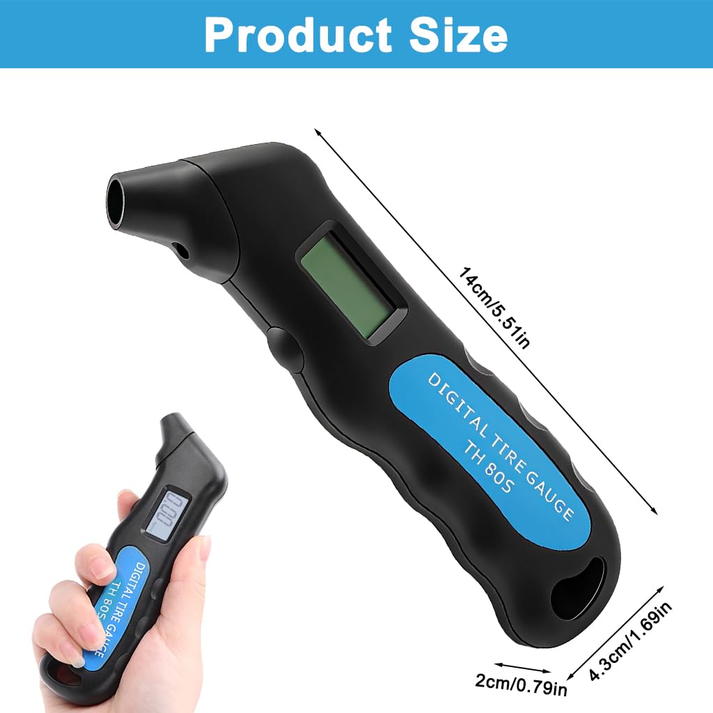 STHIRA Digital Tire Pressure Gauge for Cars with LCD Display and Built In Deflating Valve | Portable Handheld Design