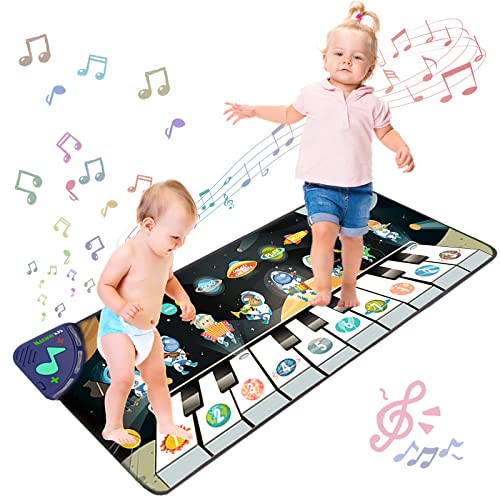 PATPAT® Musical Mat for Kids, 6 Modes and 8 Sounds Music Piano Keyboard Mat, Dance Floor Space Star Musical Mat Toys Early Education Toys for Baby Girls Boys 1-3 Years Old (39.3'' *14.1'')