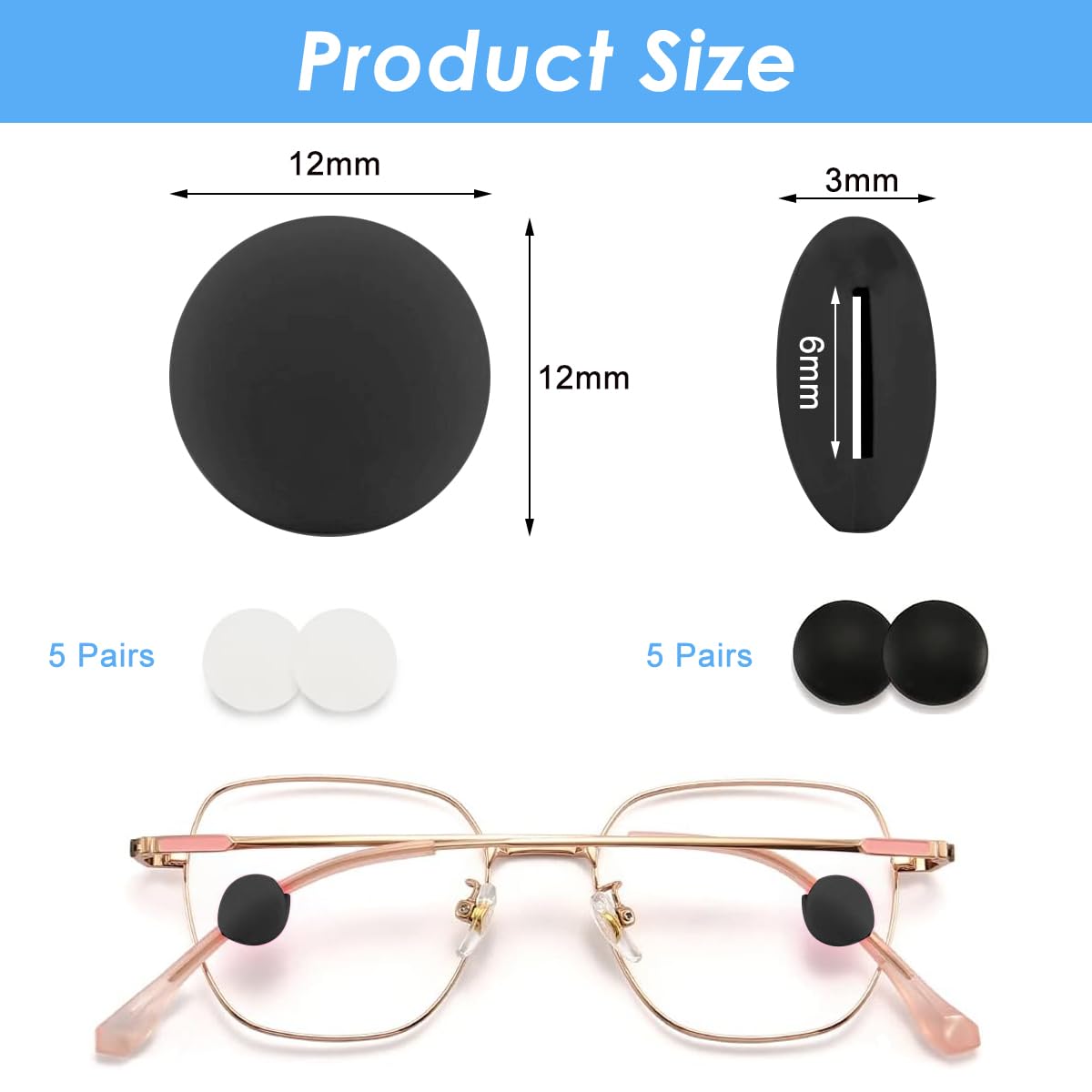 HASTHIP Specs Holder Strap Holder for Eyeglasses with Slide In Grippers 10 Pairs Black and White