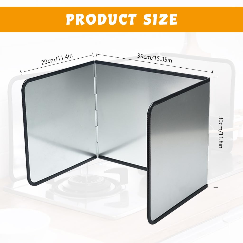 Supvox Kitchen Oil Splash Guard for Single Stove with Triple Fold Design and 38.5x29x30cm Aluminum Foil | Easy Clean Reusable Cooking Shield