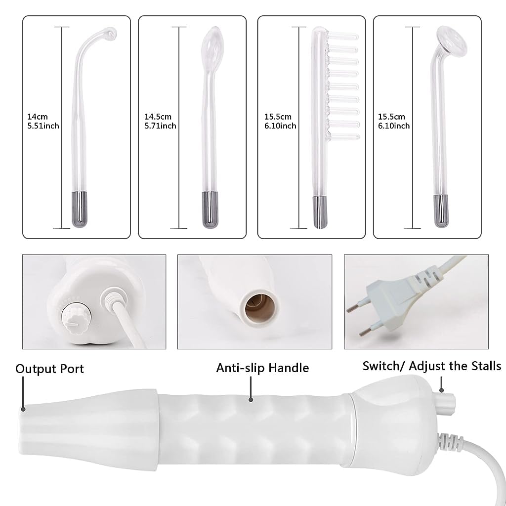 HANNEA Facial Massager for Women with 4 Glass Tubes featuring High Frequency Facial Wand | Portable Handheld Skin Care Machine