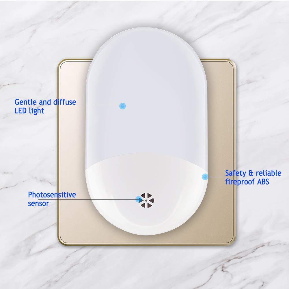 ZORBES Night Light Plug for Bedroom and Hallway with Dusk to Dawn Sensor | 2 Pack LED