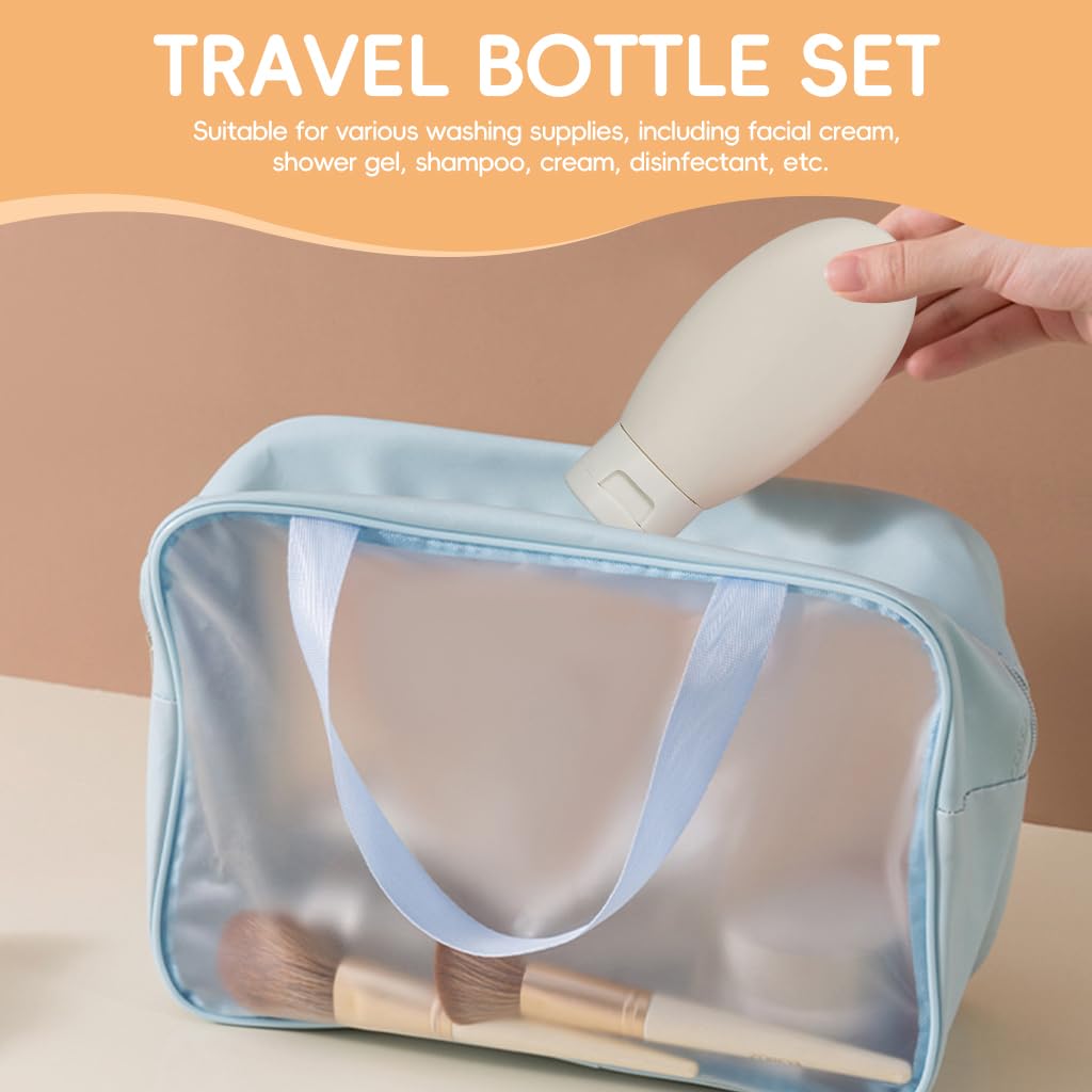 ZIBUYU® 6 Pcs Travel Bottles Set,60ML Travel Bottles & Containers,Small Mini Empty Plastic Squeeze Bottles for Travel Toiletries,Shampoo and Conditioner with Storage Bag