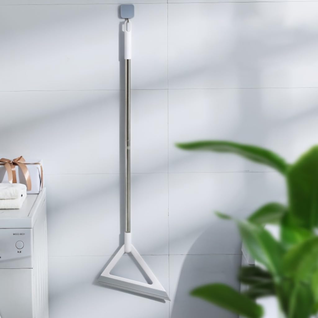 HASTHIP Magic Broom Sweeper for Multi Surface Cleaning with 39 in Handle and Triangle Head | White Silicone Floor Wiper