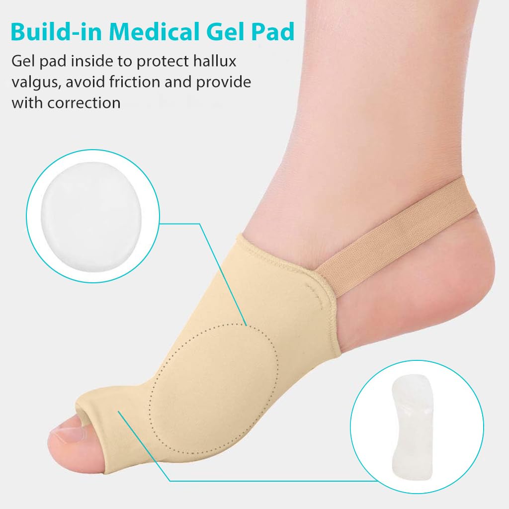 ZIBUYU Bunion Thumb Corrector with Relief Gel Pad Washable Toe Separator for Women and Men Breathable Toe Straightener Fits with Shoes and Socks Foot Bunion Corrector - (M, US4 - US8)
