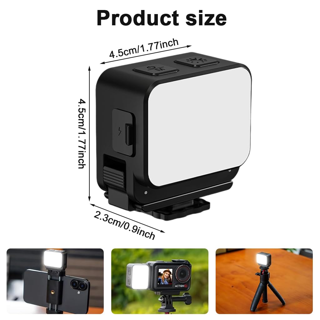 ZORBES Compatible with DJI Osmo Action Camera Fill Light with Magnetic Quick Release and 3 Color LED 600mAh | Cold Shoe Adapter for Outdoor Photography