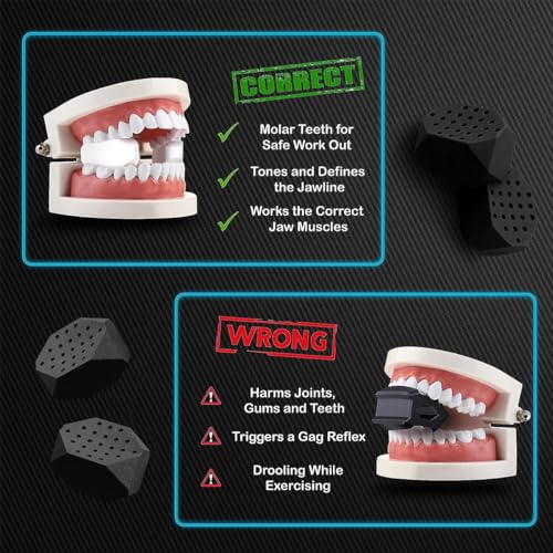 MAYCREATE® 6PCS Jawline Exerciser for Men Women 45lbs Silicone Jaw Exerciser Trainer Face Jawline Shaper for Jawline Exercise, for Beginner, Intermediate & Advance, Define Jawline - Black