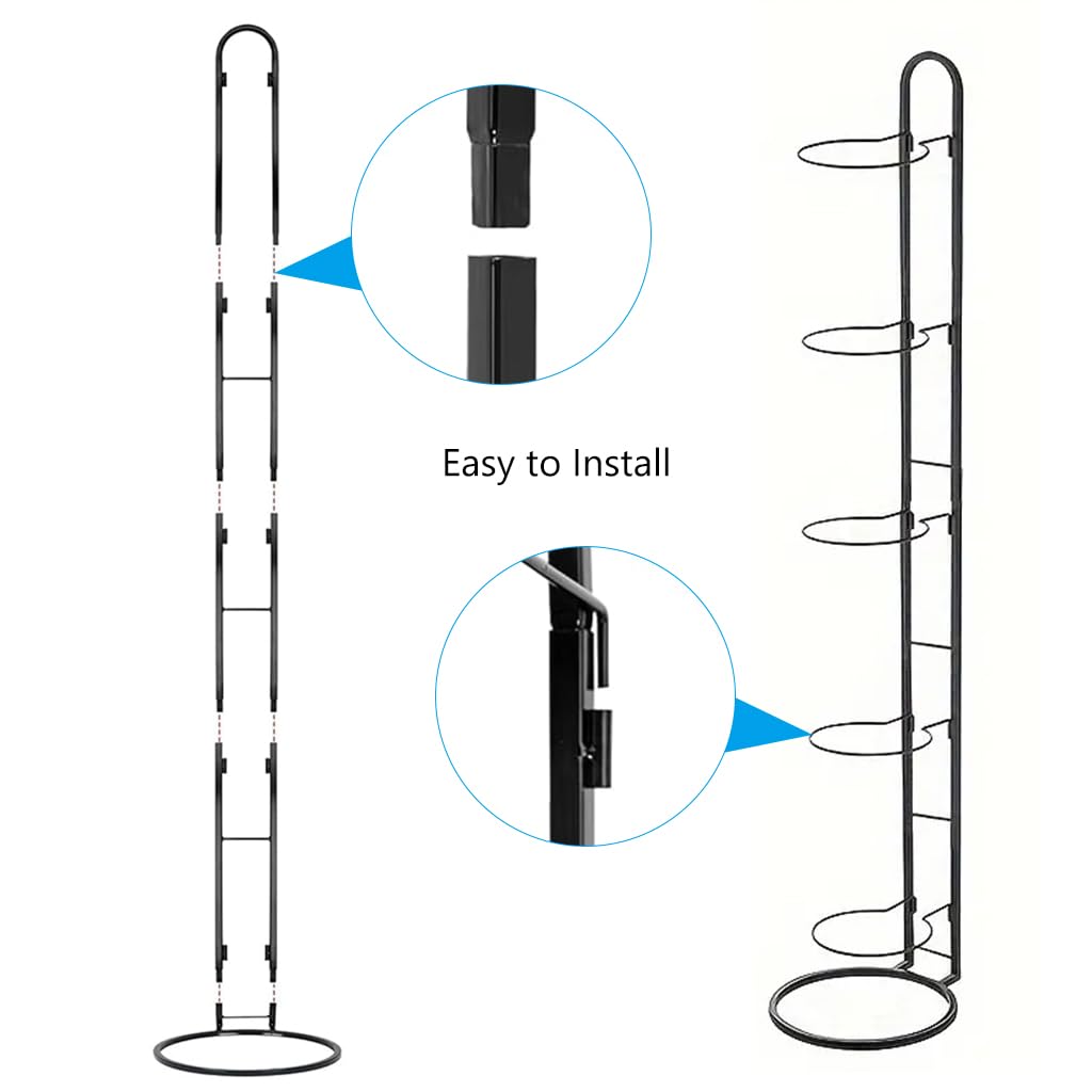 Proberos Basketball Storage Rack for Sports Equipment with 5 Ring Holders and 45.4 in Metal Frame | Easy Assembly Organizer for Gym and Garage