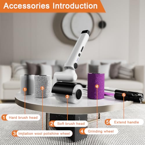 Supvox® Electric Cleaning bursh Electric Roller Scrub Brush with 4 Roller Attachment 2 in 1 Long Handle Scrub Brush with Super Cleaning Ability