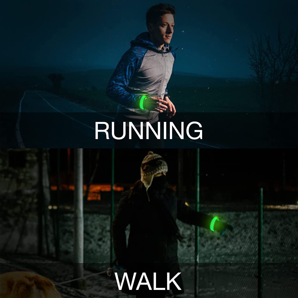 PATPAT Glow in the Dark Bracelet for Party and Night Running with LED Light 2PCS 35cm Green