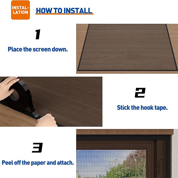 ZIBUYU Mosquito Net for Window 90x120cm with Removable Frame and Self-Adhesive Velcro | Fine Mesh Insect Screen for Home