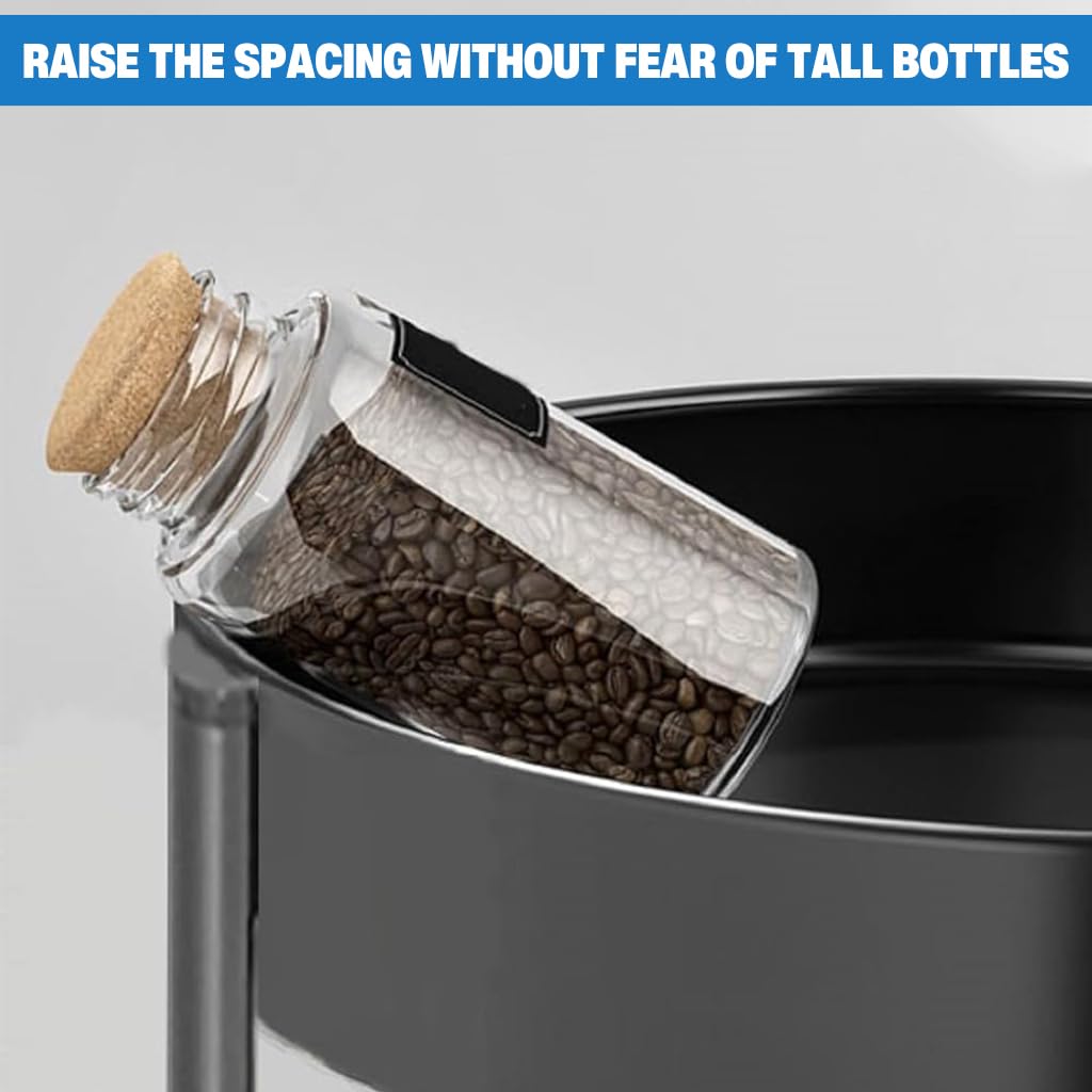 Supvox Seasoning Bottle Storage Rack with 360° Swivel Double Layer Design 29.8x32cm Stainless Steel | Kitchen Organizer Tray