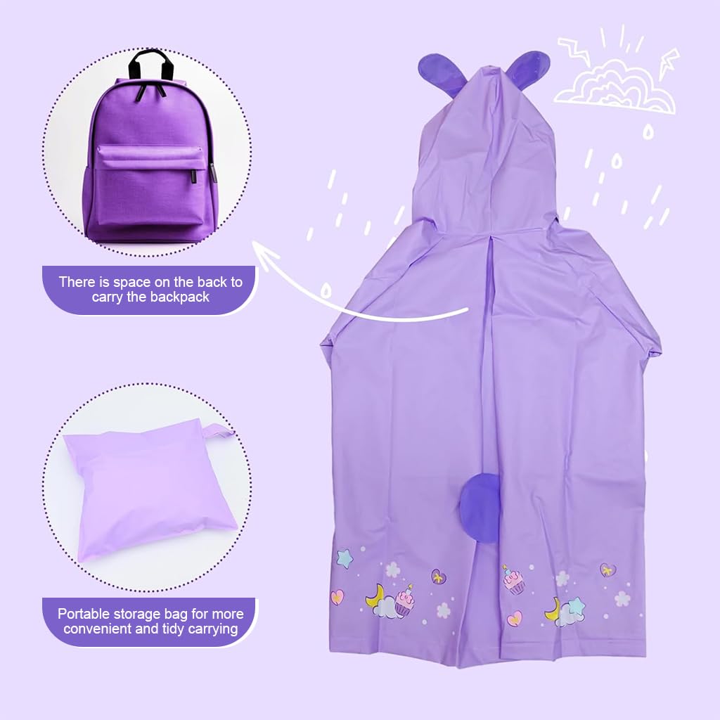 SNOWIE SOFT Hooded Raincoat for Kids with Wide Brim and Reflective Strip | EVA 2 PCS for 3–5 Years 105–115cm