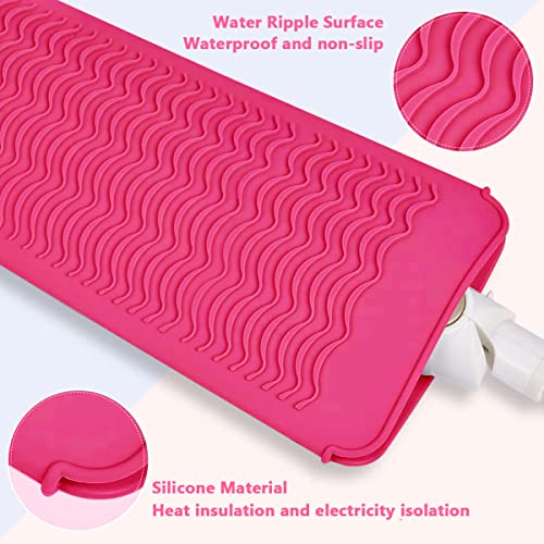 MAYCREATE® Hair Iron Mat, Silicone Heat Resistant Mat Pouch for Hair Styling Tools for Curling Irons, Flat Irons, Hair Straightener, Pink