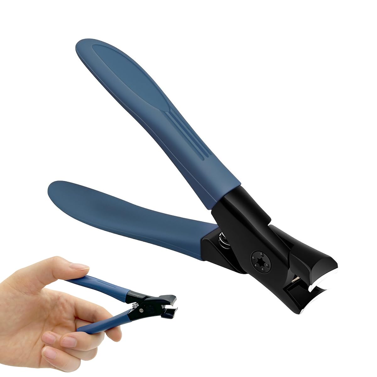 MAYCREATE Nail Clipper for Thick Nails with 9×5.3 cm Long Handle and Anti Splash Design | Stainless Steel Cutter for Adults and Seniors