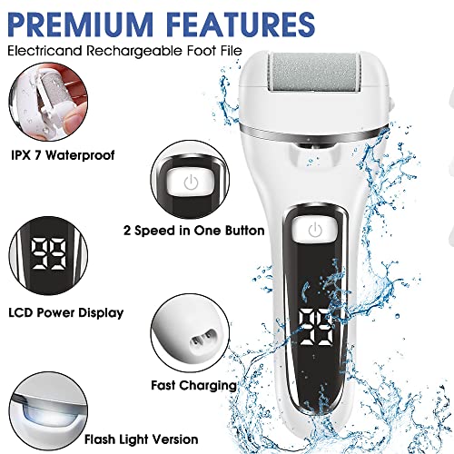 MAYCREATE® Electric Callus Remover Pedicure Scrubber For Women Machine Rechargeable Electronic Tools Portable Device Professional Feet Care Kit Home 3PCS