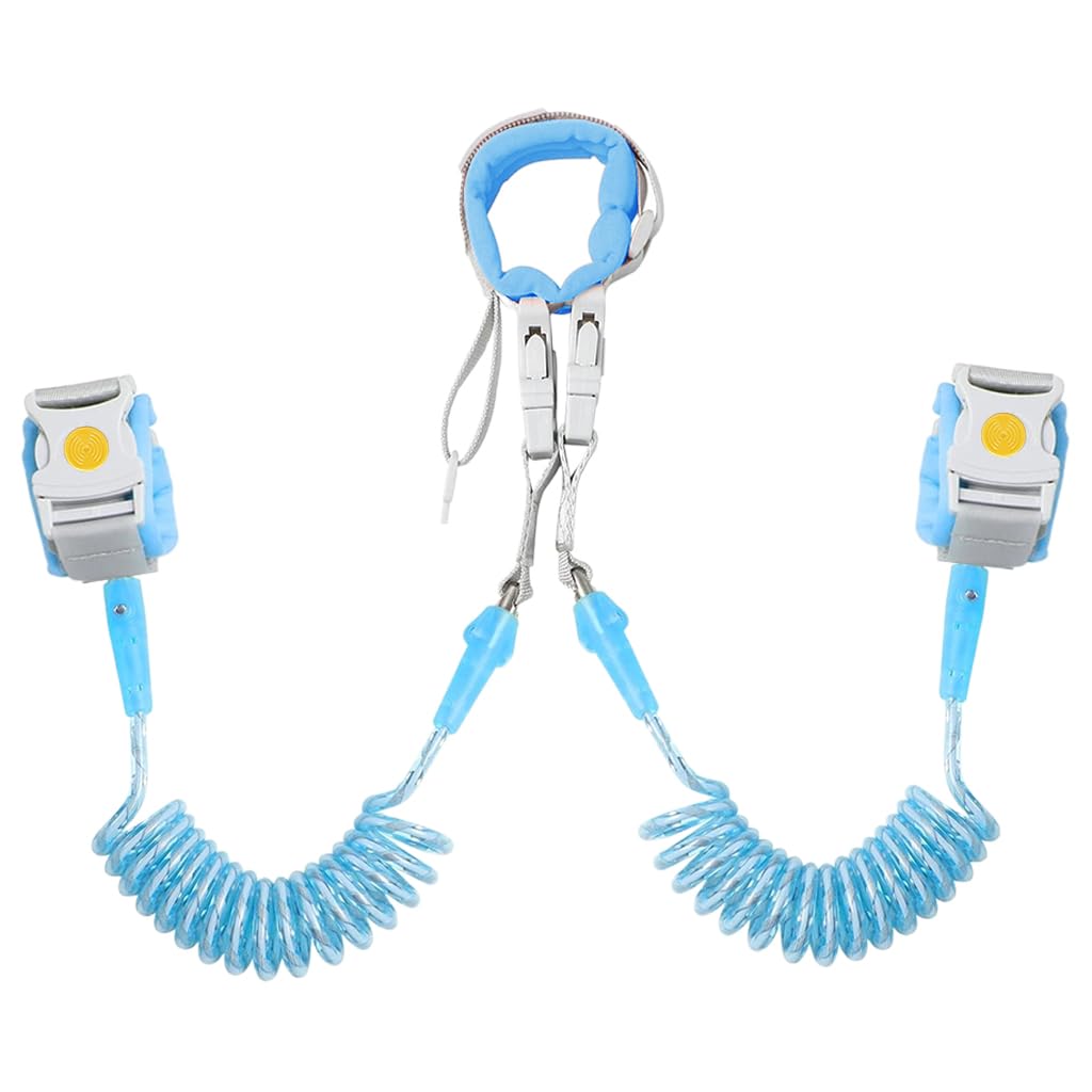 SNOWIE SOFT Anti Lost Wrist Strap for Kids with 6.6ft Fluorescence Coil and Magnetic Lock | Dual Link Safety Harness with Whistle