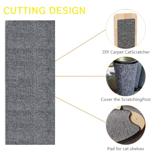 Qpets® Cat Scratch Pad for Cats Cut-to-Fit Scratcher Mat Self Adhesive Cardboard Wall Floor Furniture Protection 30x100CM 3 PCS