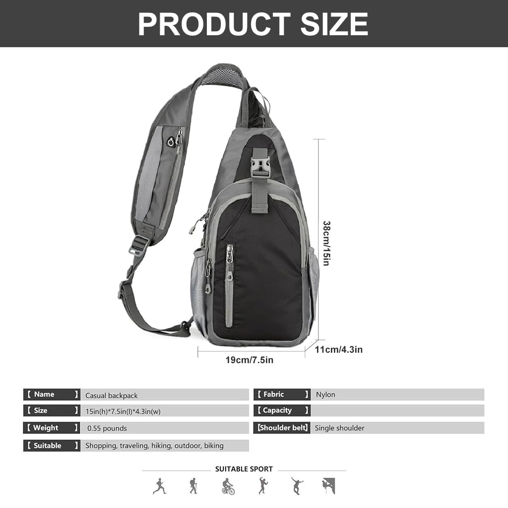 GUSTAVE Chest Bag for Men with Multi Pockets and Breathable Strap 19x11x38cm | Hiking & Travel