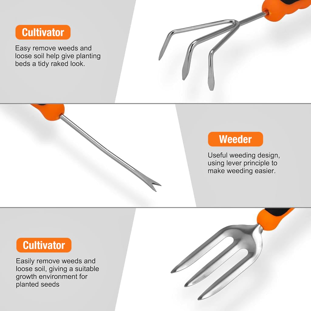 HASTHIP Gardening Tools Set for Home Planting with Ergonomic Handles and 600D Tote Bag