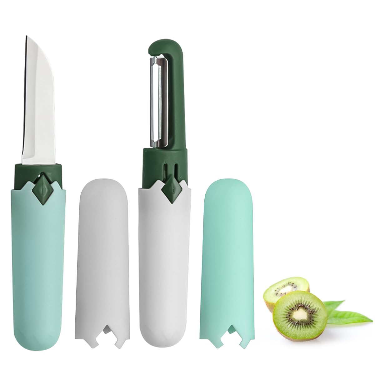 HASTHIP® 2 in 1 Stainless Steel Fruit Knife Peeler, Vegetable Peeler Dual-Use Knife for Potato Cucumber Carrot Scrapper Double Edge Serrated Portable Peeling