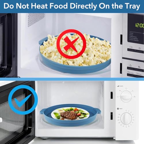 HASTHIP® Polypropylene 10.5 Inch Microwave Plate Cover Tray Collapsible Food Lid with Top Steam Vent Bpa Free Safe Material Blue 3PCS