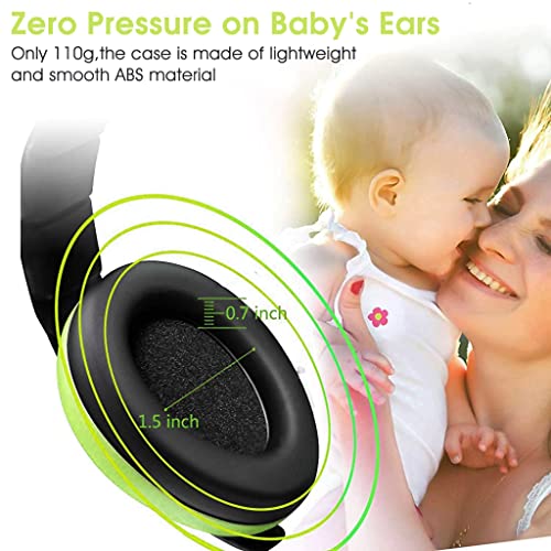 SNOWIE SOFT® 2PCS Ear Muffs for Kids Baby Hearing Protection Earmuffs for Baby Sleep Flight Travel, Ear Protection Noise Canceling Headphones Toddler Kids(Green and Light Green)
