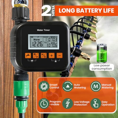 ORTIZA® Smart Water Hose Timer - Automatic Drip Irrigation System - Outdoor Garden Watering System Lcd Digital Watering Timer Plant Devices Universal Sprinkler Timer/Irrigation